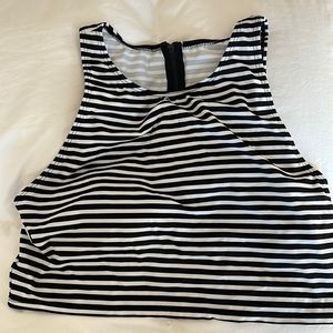 Striped longline bikini top, high neck- Beach Betty sz L